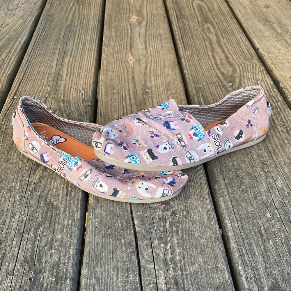 BOBS from Skechers Kids Sneakers - Silver with Dog Print
